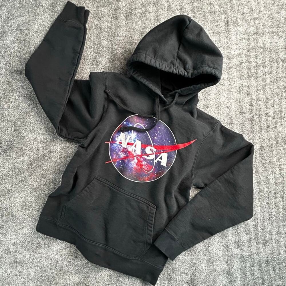 NASA Meatball Galaxy Logo Hoodie Adult Small Black Port & Company Pullover